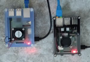 Raspberry Pi 3 is on the left, PI 4 on the right